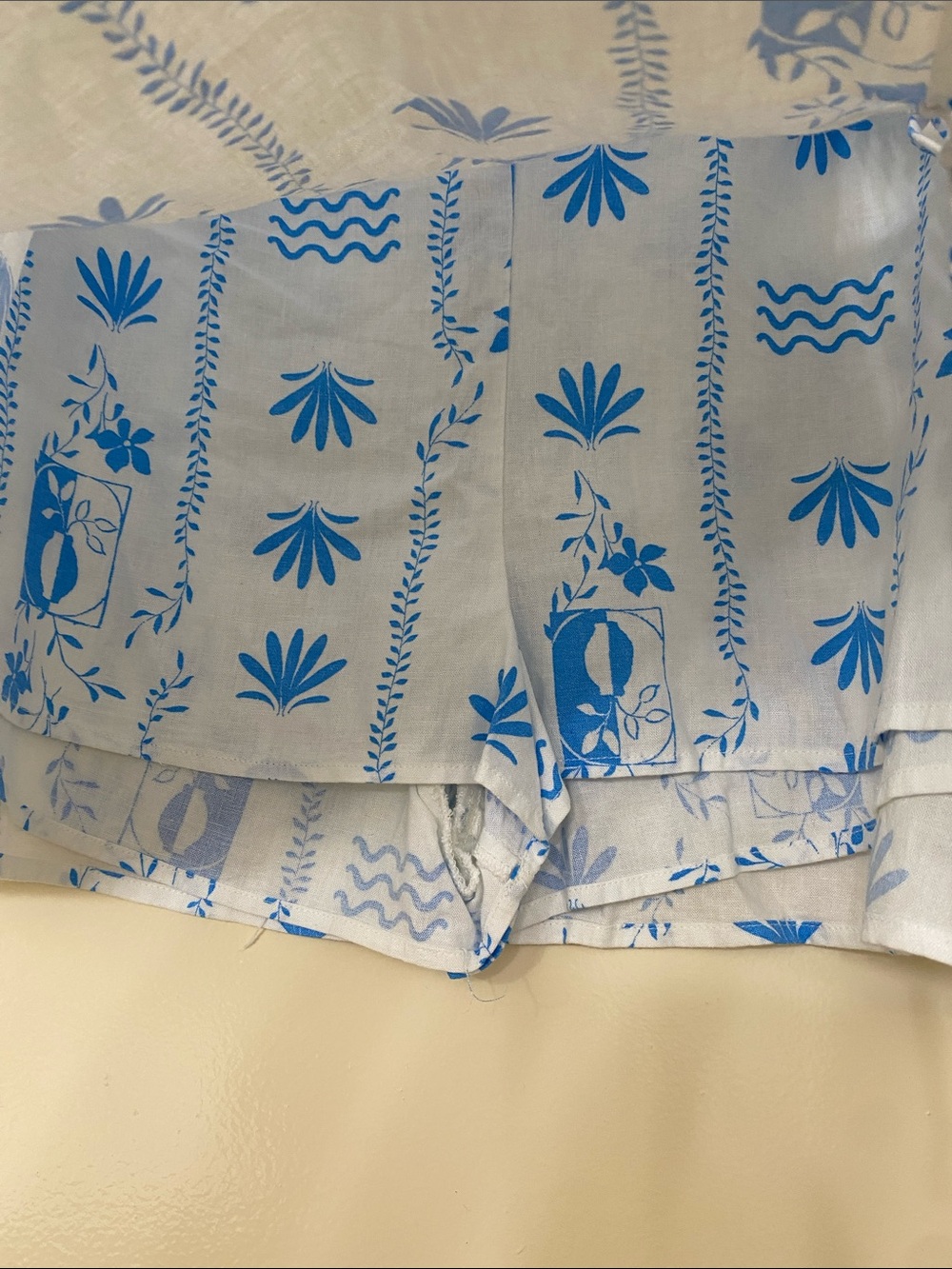 Blue & White Printed Tie-Side Mini Skort - Picture 3 of 5